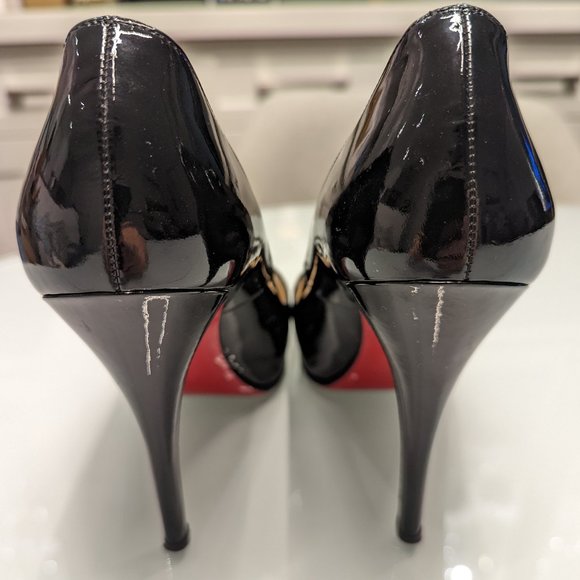 Christian Louboutin - Very Prive Black Patent Leather Heels in 37.5 120mm (EUC) - Picture 6 of 11